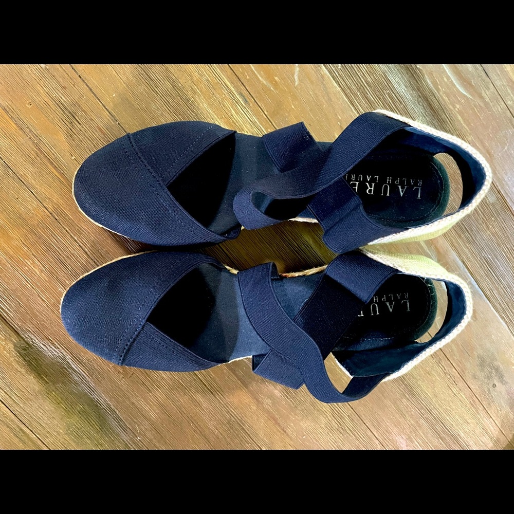 Lauren Ralph Lauren Navy Espadrille Wedge, 7